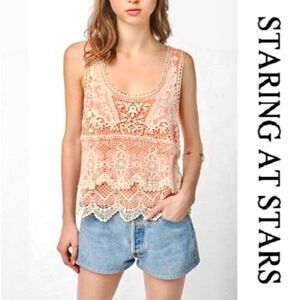 🍍3/$15🍍 Staring At Stars Orange & Cream Crochet Tank